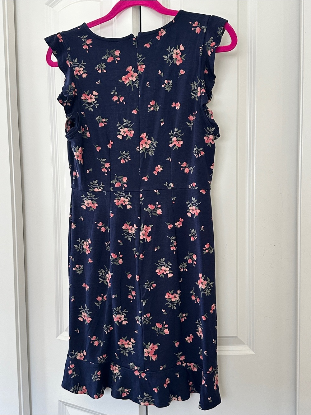 Old Navy Navy Midi Dress with Pink Floral Print